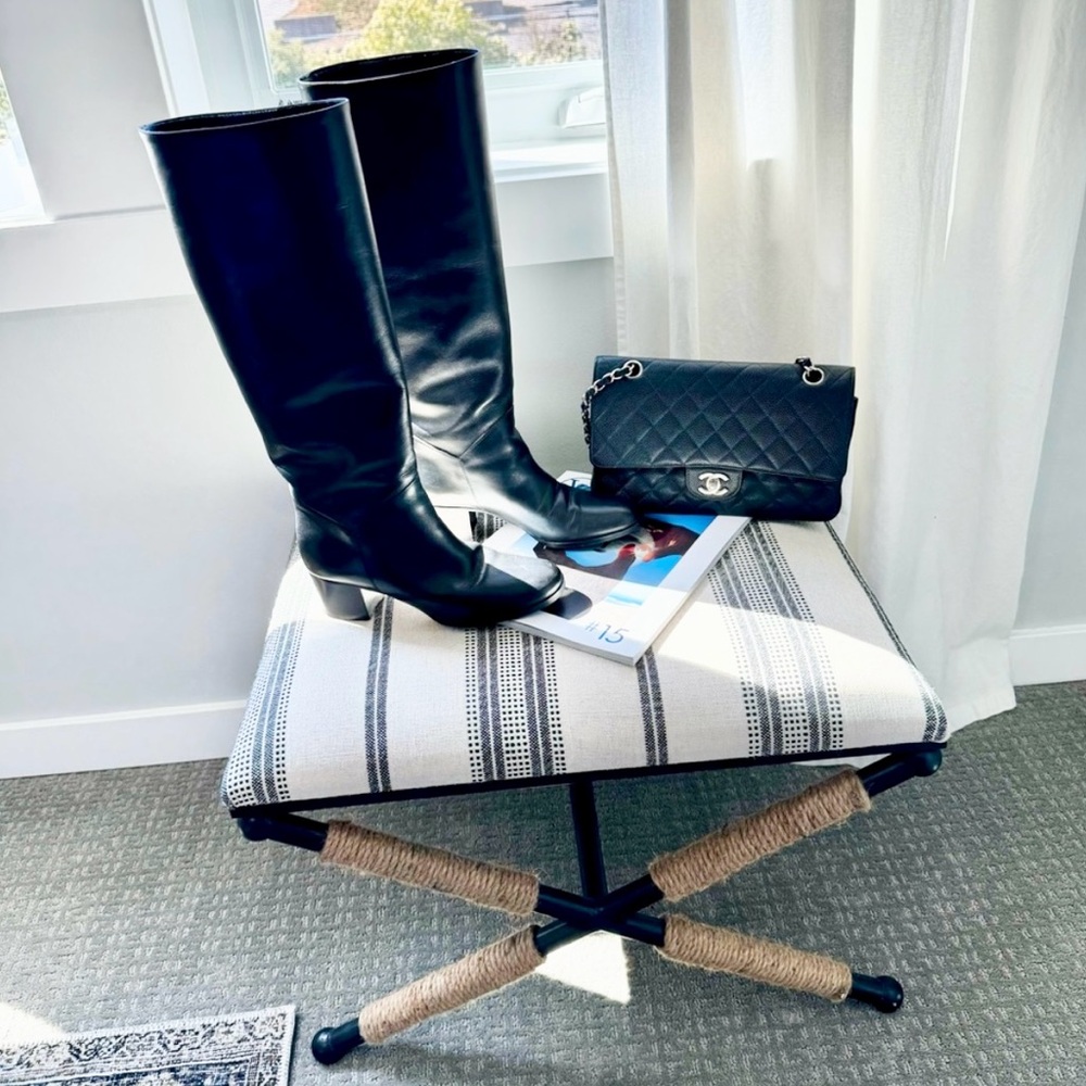 CHANEL Leather Knee High Boots